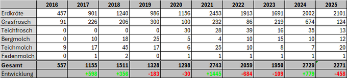 Gesmtpopulation Entwicklung - Tabelle
